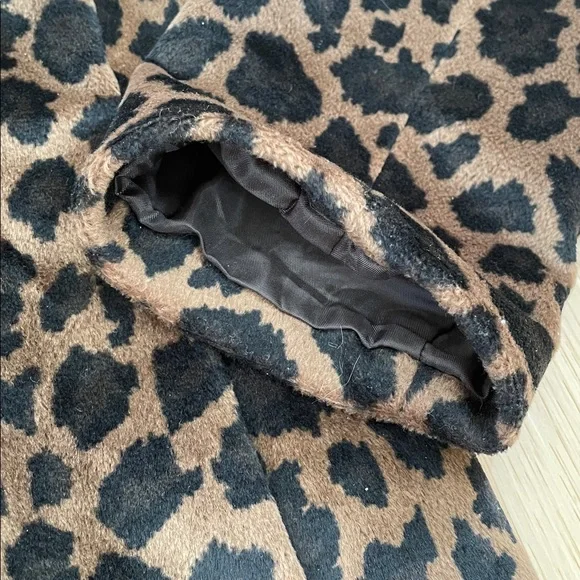 Vintage Express Animal Leopard Print Knee Length Y2K Jacket Coat Medium 9/10 - Picture 9 of 14